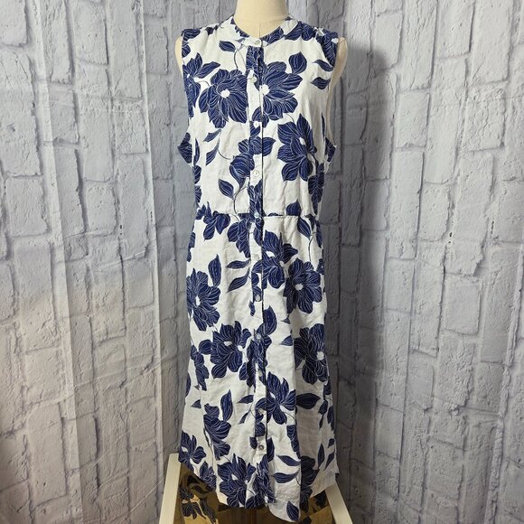 Draper James Dresses & Skirts - Draper James Extra Large Blue White Floral Cotton Sleeveless Summer Midi Dress